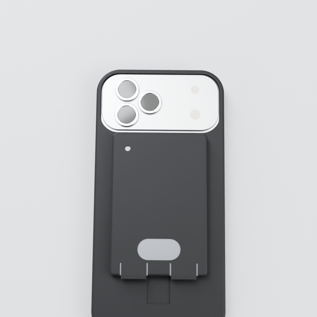 Pillion case in matte black, flat back view
