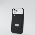 Pillion case in matte black, back view with the Pocket AI recorder in the sleeve