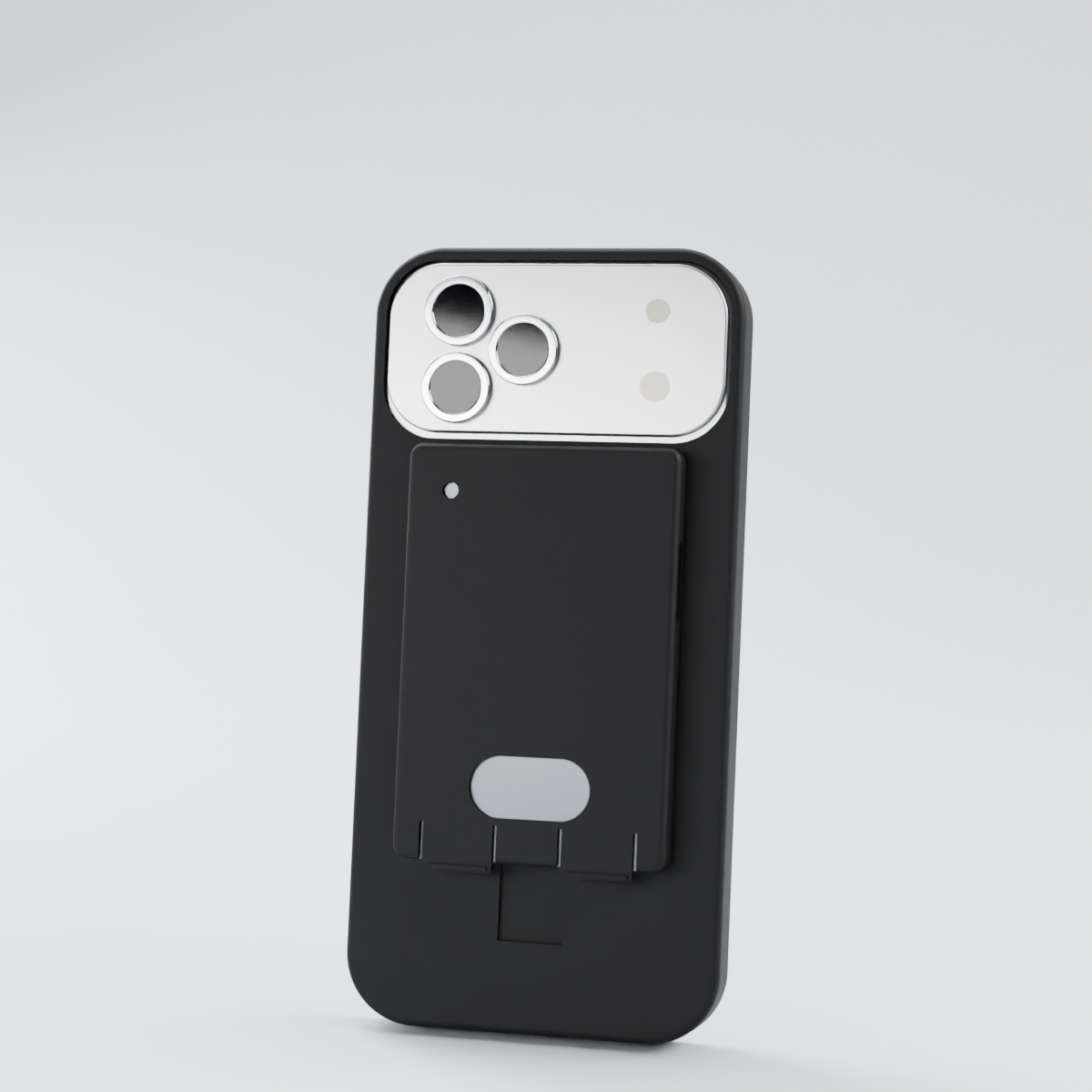 Pillion case in matte black, back view with the Pocket AI recorder in the sleeve