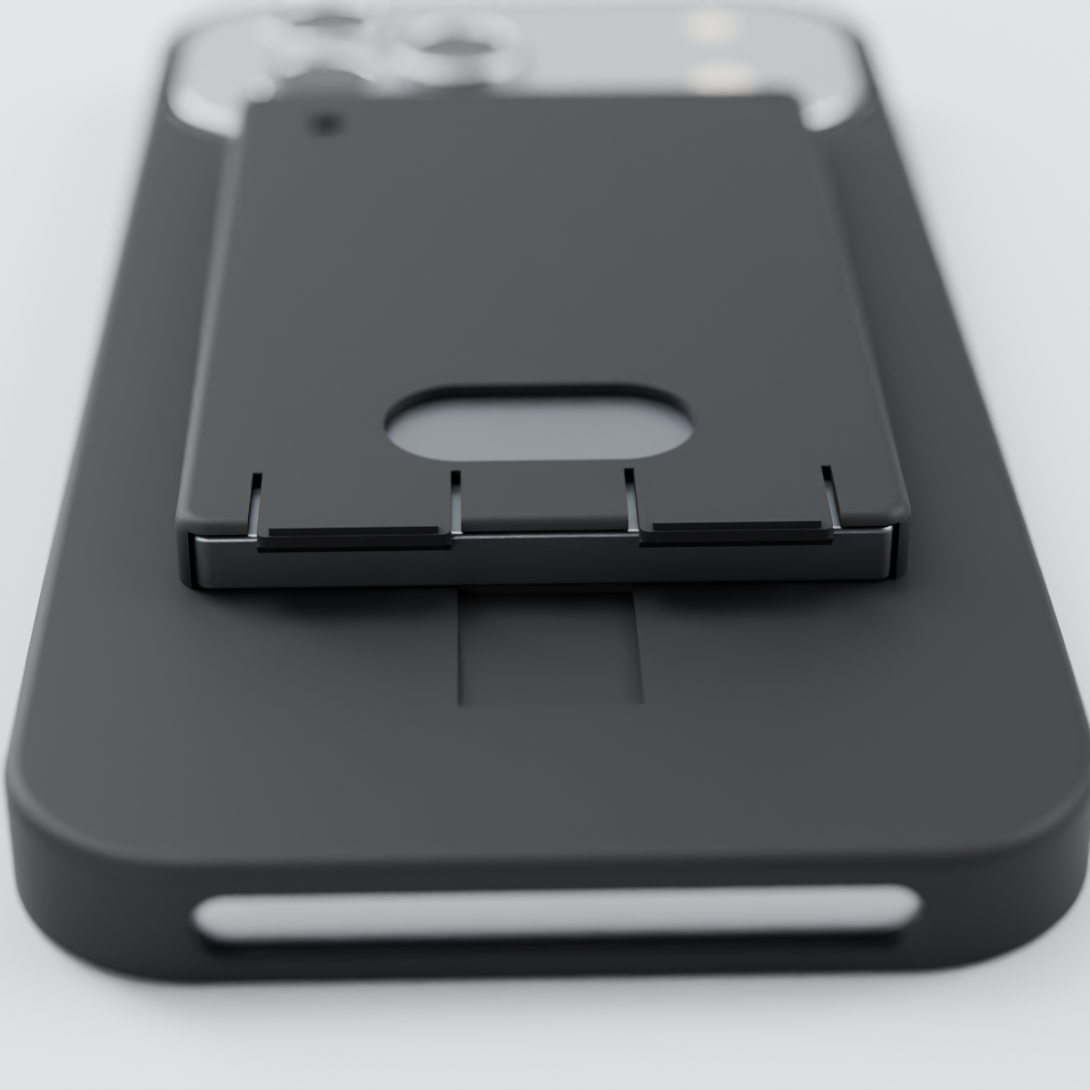 Close-up of the Pillion latch tabs and open end of the sleeve